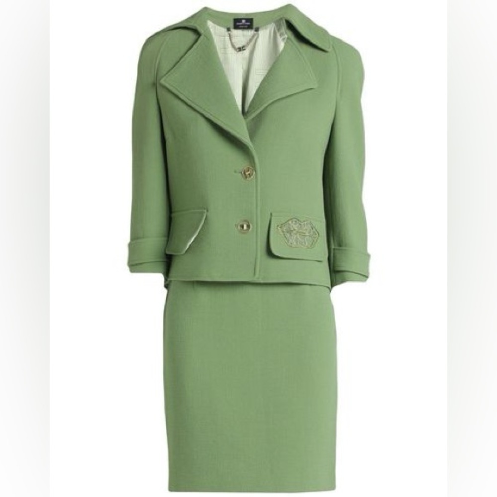 Elisabetta Franchi green suit set 100% wool size 40